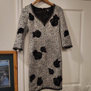 Andrew GN Black Black and White Tweed Dress sz 38